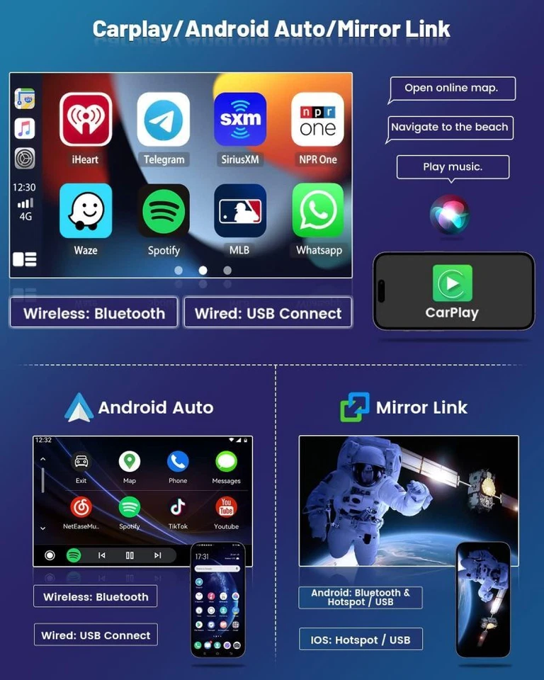 32GB CarPlay Android 15 Radio Für Opel Combo D Fiat Doblo Mk2 mit GPS Navi WIFI - Bild 4 von 4