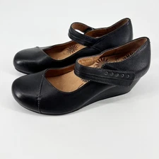 Taos US 7 Black Heel Wedge Mary Jane Sandals Boho