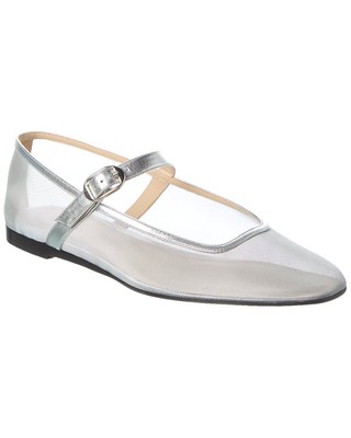 Le Monde Beryl Mesh & Leather Mary Jane Flat Women's Silver 40