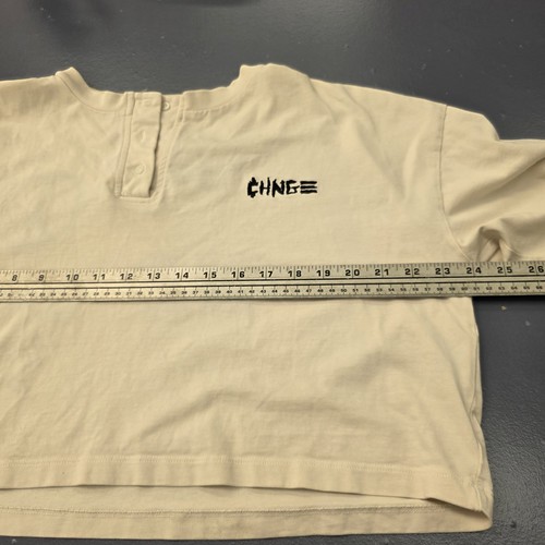 Camicia CHNGE panna manica lunga ricamata grafica crop taglia large - Foto 9 di 12
