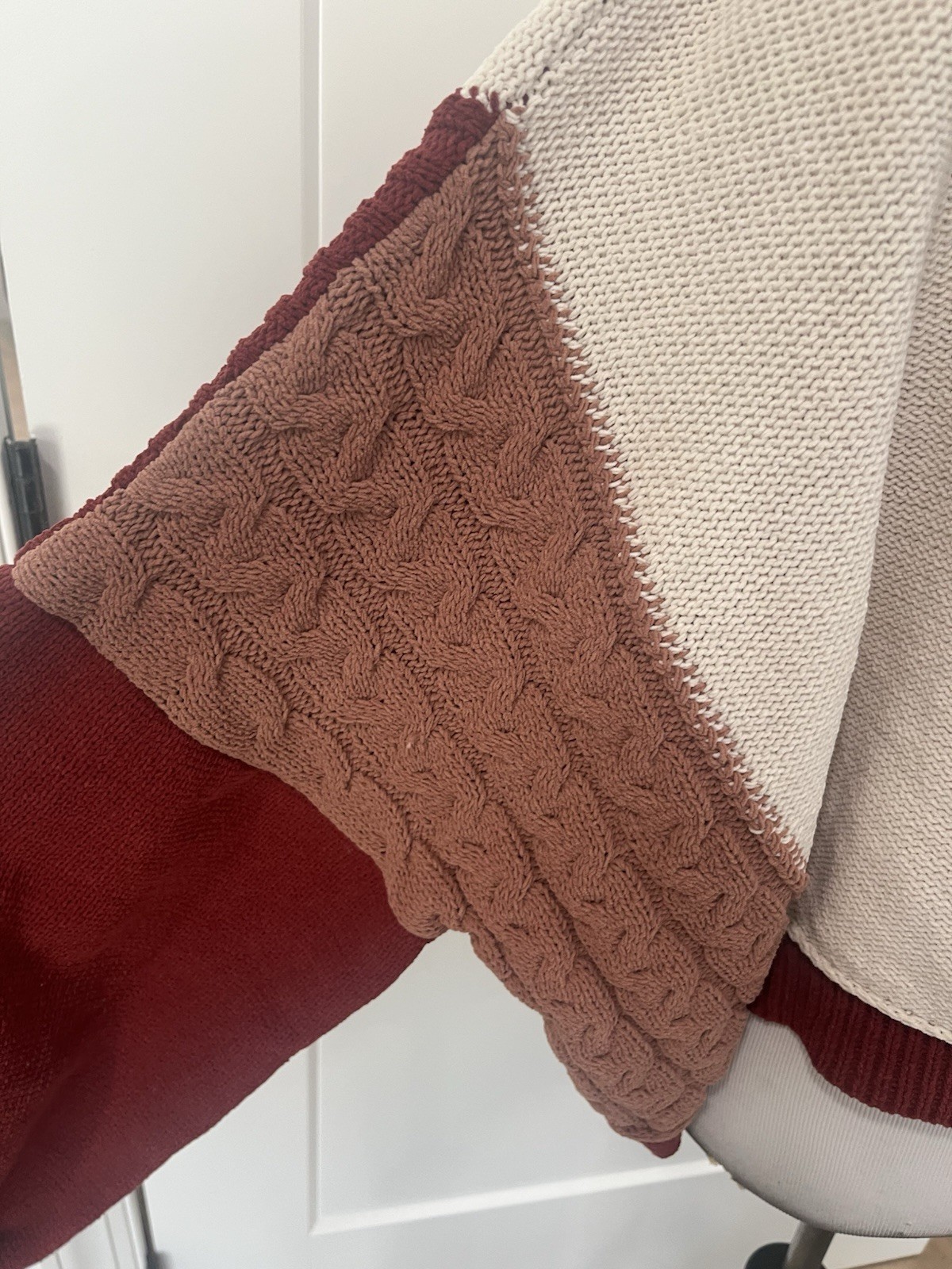 POL Patchwork Block Colored Cropped Sweater Size … - image 7