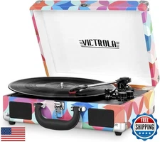 Victrola Journey Bluetooth Portable Suitcase Record Player – with Built-in Sp