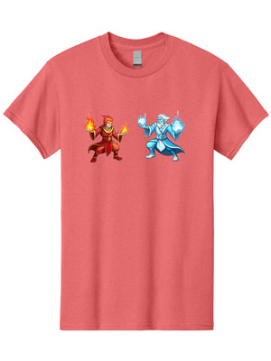 Fire-And-Ice-Wizards Mens Graphic Tee, 100% Cotton, Casual Summer Wear