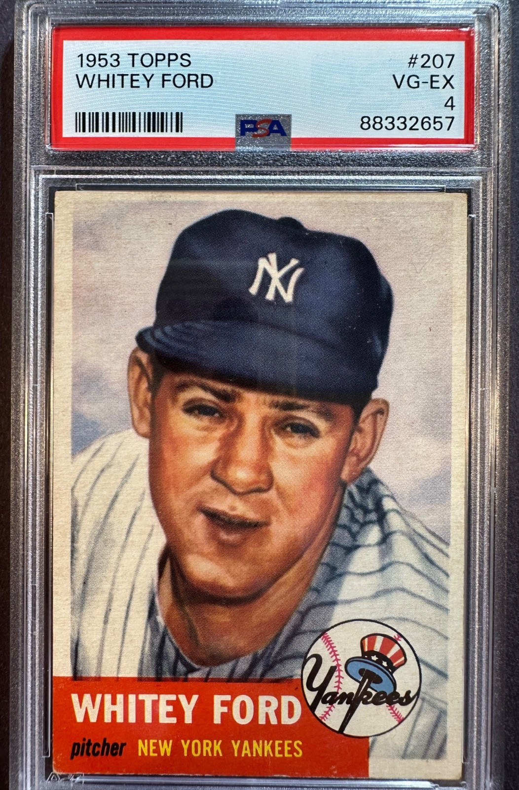 1953 Topps Baseball Whitey Ford #207 New York Yankees HOF PSA 4 VG-EX