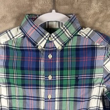 Polo Ralph Lauren Kids Long Sleeve Button Up Size S 8 Plaid Natural Stretch