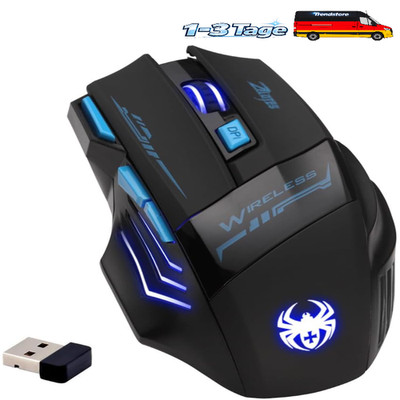 Zelotes Funkmaus 2,4 GHz 7 Tasten LED Beleuchtung Energiee