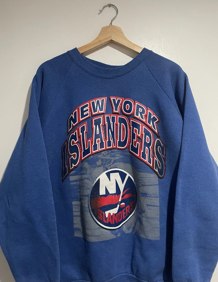 VTG 90s NHL NEW YORK ISLANDERS Big Print SWEATSHIRT Size XL rare - Image 2 of 4
