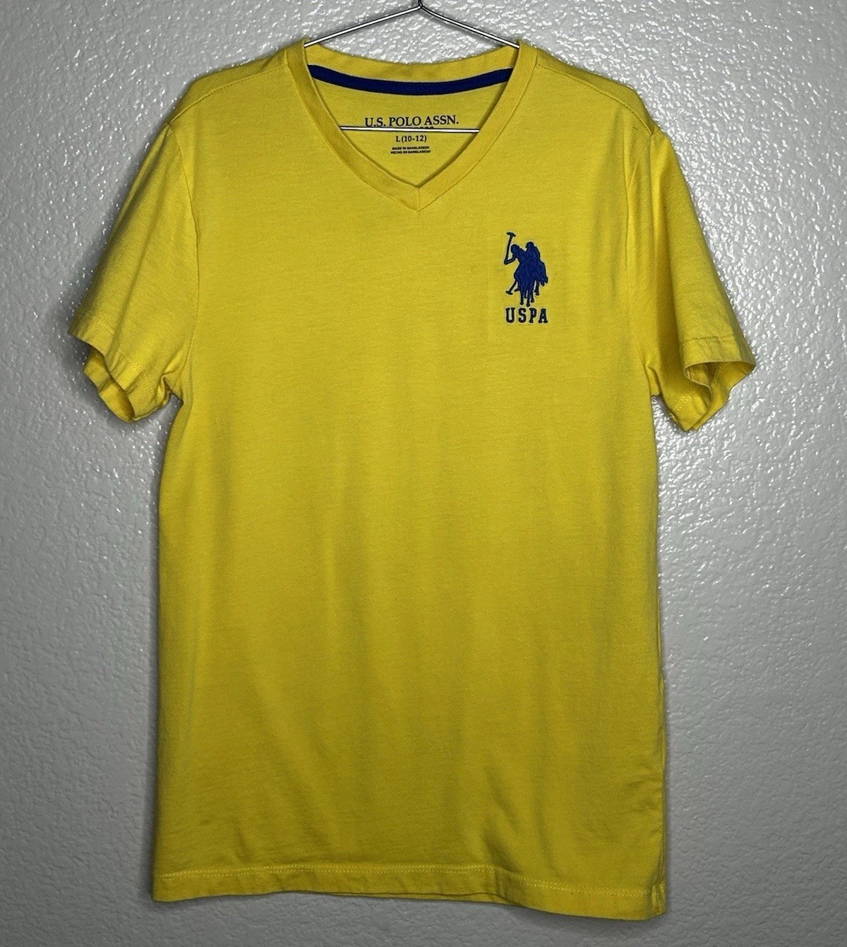 Polo ragazzo by Ralph Lauren blu e giallo scollo a V taglia large 10 12 Big Pony