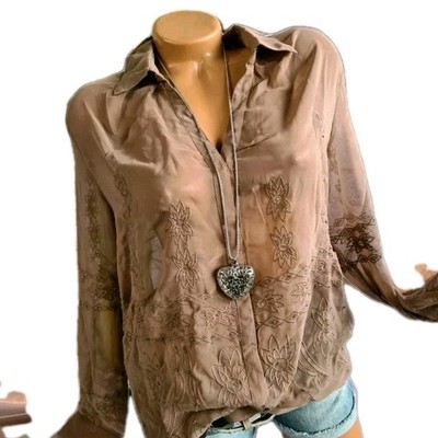 Heine Ashley Chiffon Bluse Taupe Spitze 2 teilig 2 in 1 Effekt Damen (4300)