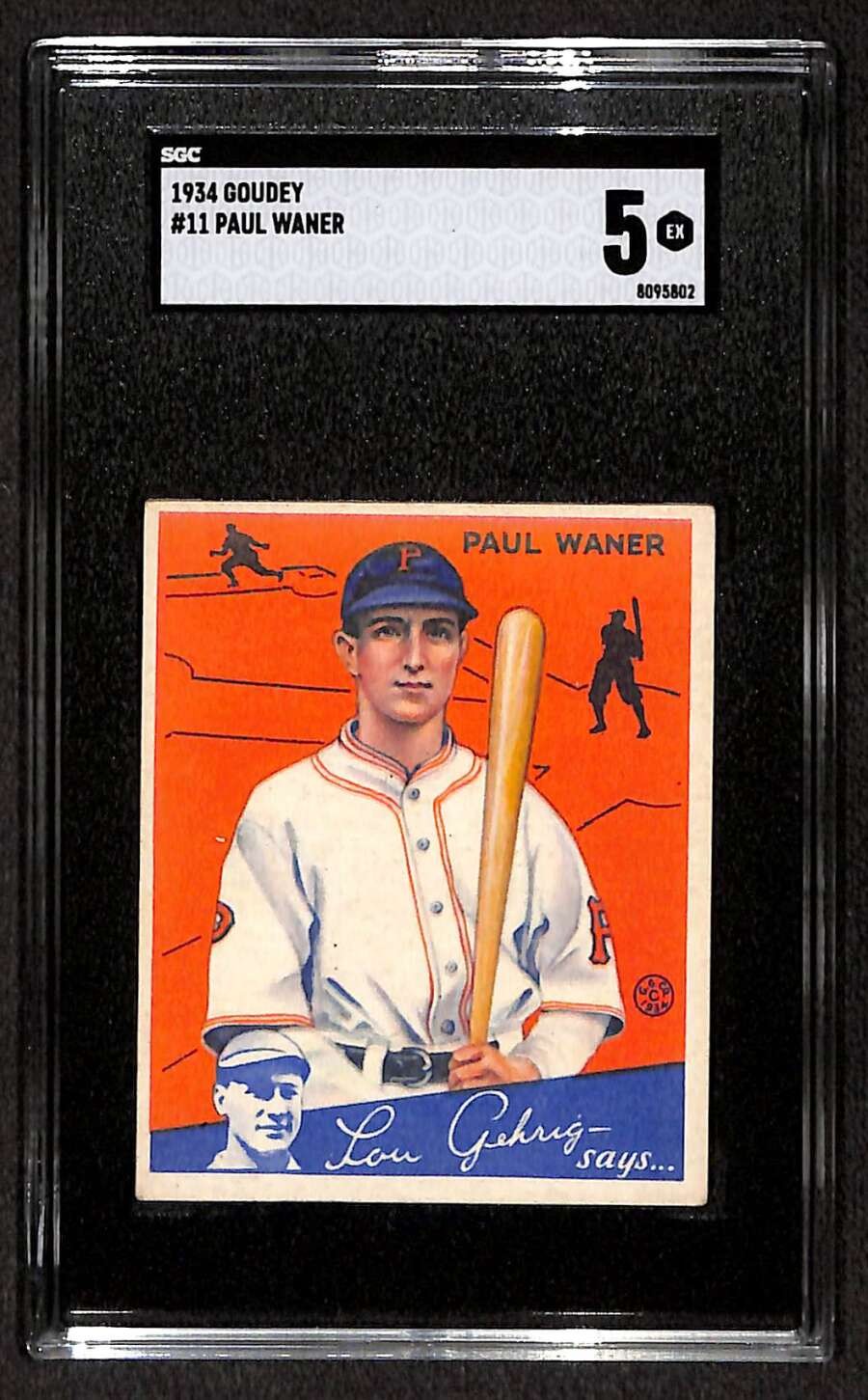 1934 Goudey #11 Paul Waner HOF  SGC 5 EX C103709