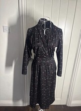 Unbranded Size 8 Fit And Flare Mid Dress, Black Abstract Pattern