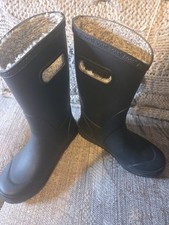 Bogs Kids Rainboots Plush Black Classic Waterproof Rain Boots Size 4 72804-001