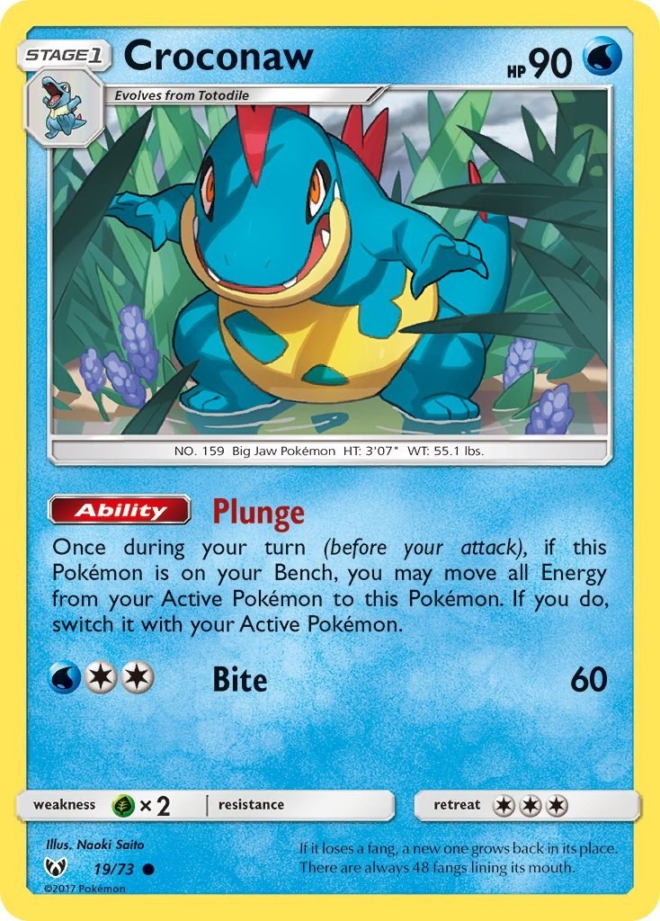 Croconaw 19/73 Common Shining Legends Pokémon Card