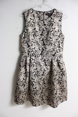 QED London Womens Jacquard Dress - Silver - Size 10 (E54)