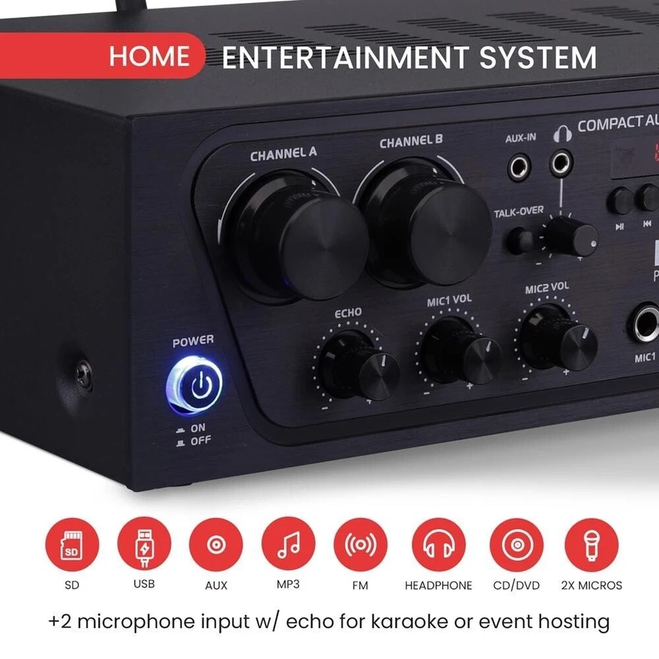 Pyle Bluetooth Audio Amplifier, 4-Ch. Audio Source Stereo Receiver System - Image 4 of 4