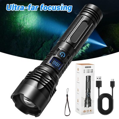 2Packs LED Flashlight Aluminum Head Heat Dissipation Telescopic Zoom Torch USB