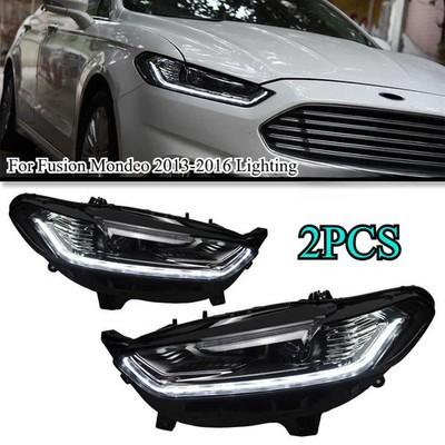 2X Car Refit LED Front Headlight Assemblies For Fusion Mondeo 2013-2016 Lighting