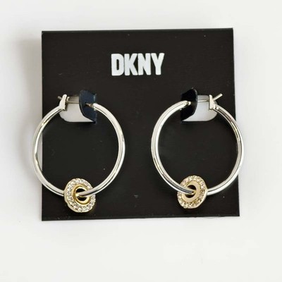 New DKNY Charm Convertable Hoop Earrings Gift Chic Women Party Vacation Jewelry