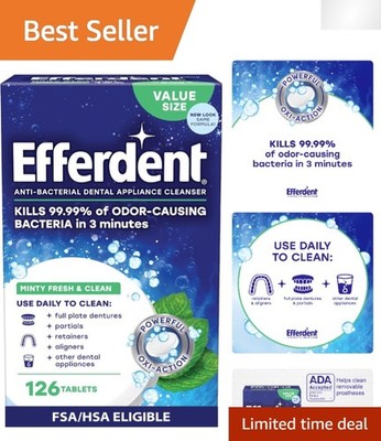 Oxi-Action Retainer Cleaning Tablets - Fresh Mint Flavor, Kills 99.99% Bacteria