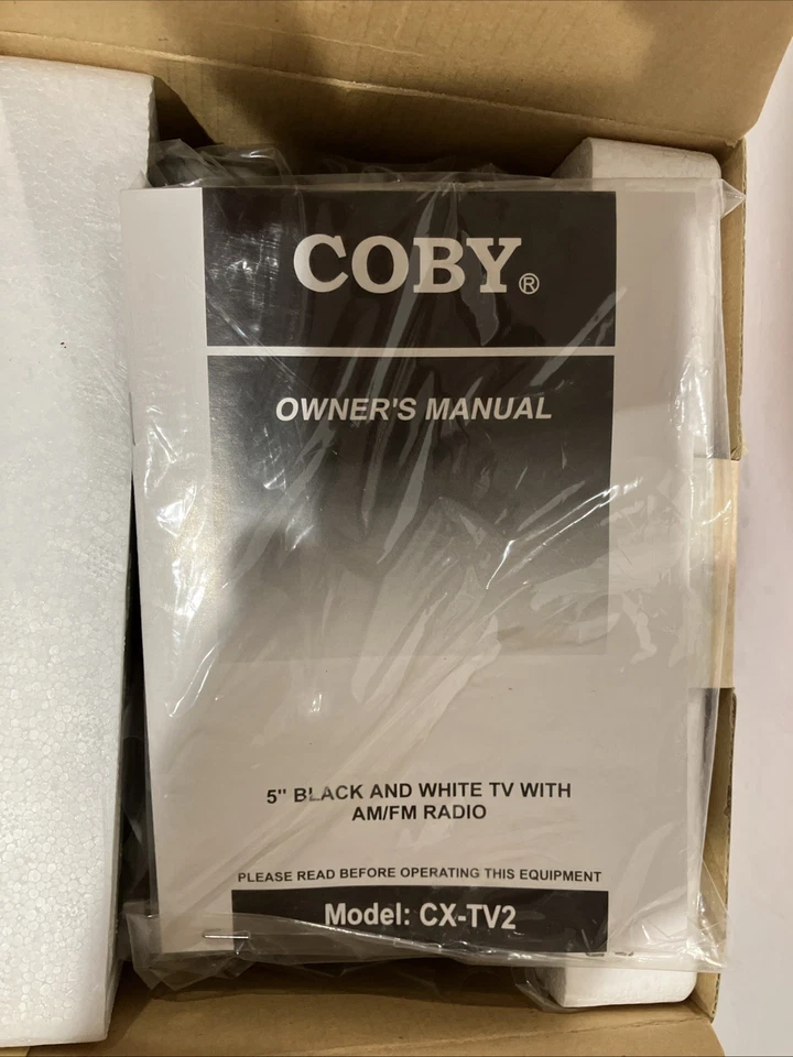 VTG  NEW Coby CX-TV2 5" Portable Black & White Television  with AM/FM Radio - Image 3 of 4