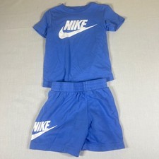 Nike Boys Blue T-Shirt and Shorts 2-Piece Set Size 4 XS Futura Logo Graphic