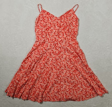 GAP Dress Small Fit & Flare Orange Floral Short Sundress Rayon