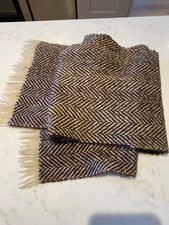 Brown & tan herring bone scarf 100% shetland wool