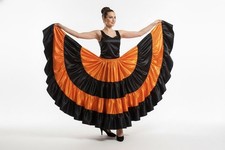 Satin 25 Yard Two Tone Belly Dance Skirt Ruffle Gypsy Flamenco Tribe Costume ATS