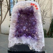 23LB Natural Beautiful Amethyst Agate Crystal Cav AccompanyingCrystalPieceHe
