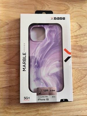 Base Marble iPhone 15 Purple Marble Protective Case MagCharge Enabled