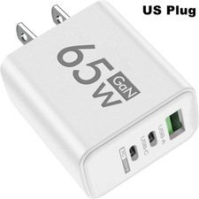3-in-1 QC3.0 USB-C PD Fast Wall Charger US Plug for iPhone Samsung Xiaomi