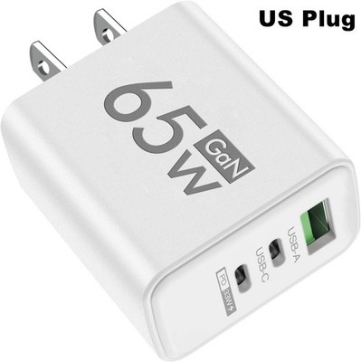 3-in-1 QC3.0 USB-C PD Fast Wall Charger US Plug for iPhone Samsung Xiaomi
