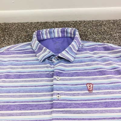 Bala Golf Club Polo Shirt Johnnie O Performance Striped Blue Purple Mens XL