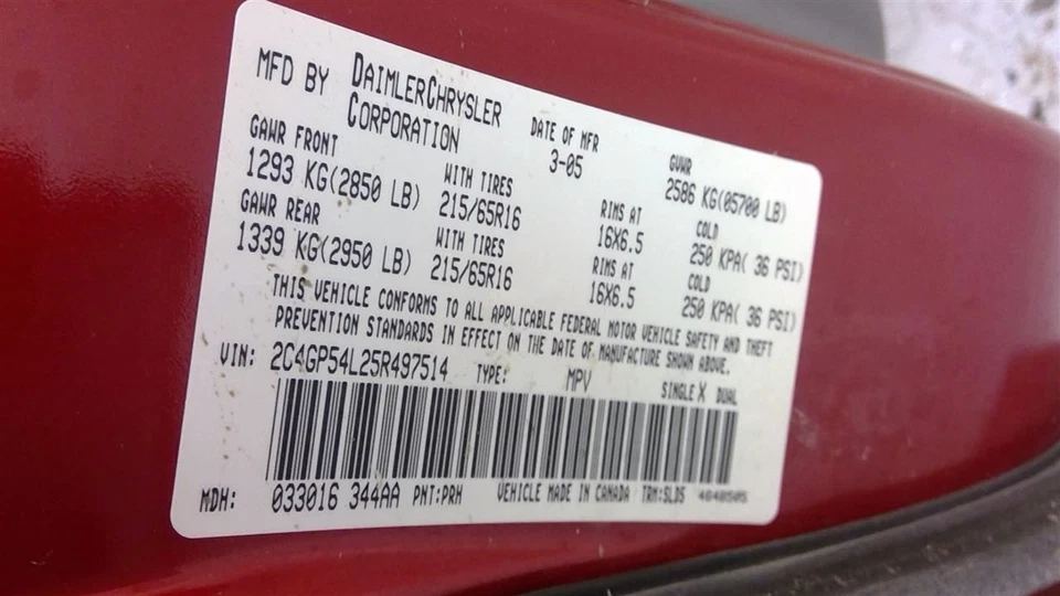 Chrysler Town and Country 2005 Left Airbag 0YS901DVAB 7144 Foto 4 de 4