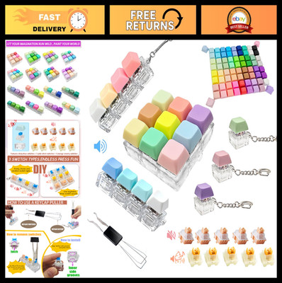 6-Pack Fidget Keyboard Toy with Clicky & Silent Switches, 75 Keycaps - Stress Re