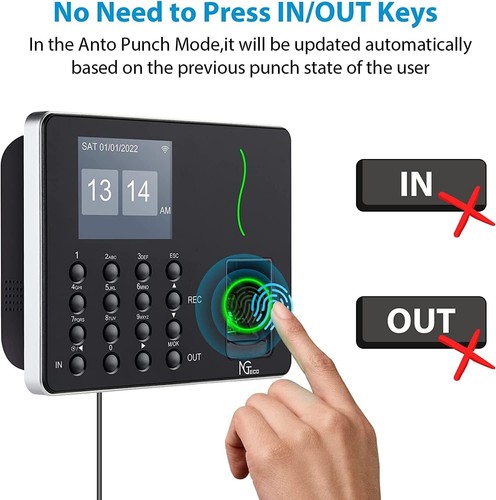NGTeco Time Clock in Machine, Fingerprint Attendance Machine, Time Clock W3-AU - Picture 2 of 7