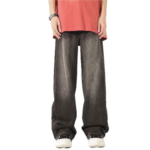 Pantalones de mezclilla para hombre pierna recta calce suelto pantalones clásicos cintura media jeans para mí