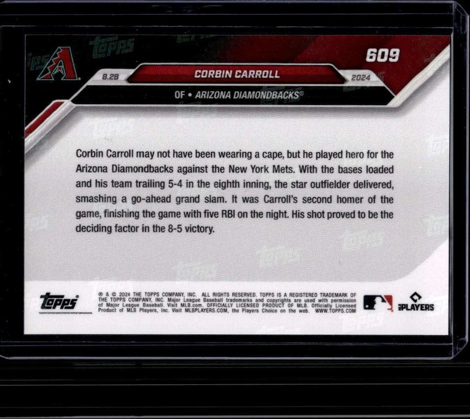 2024 Topps Now #609 Corbin Carroll Red Parallel #d /10 - Image 2 of 2