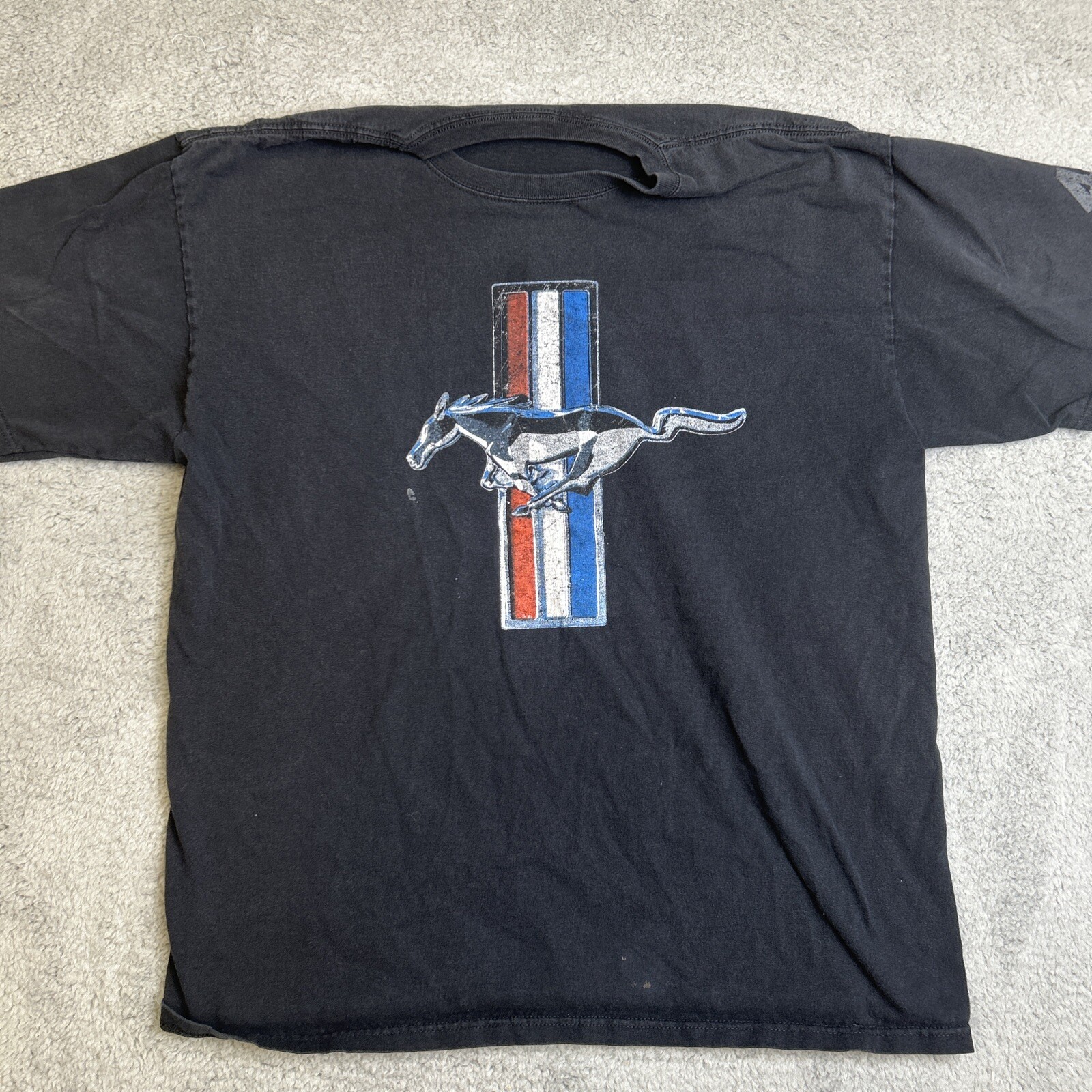 PONY T shirt Ford Mustang incudine da uomo taglia XL nera 100% cotone preshrunk auto cavallo 49