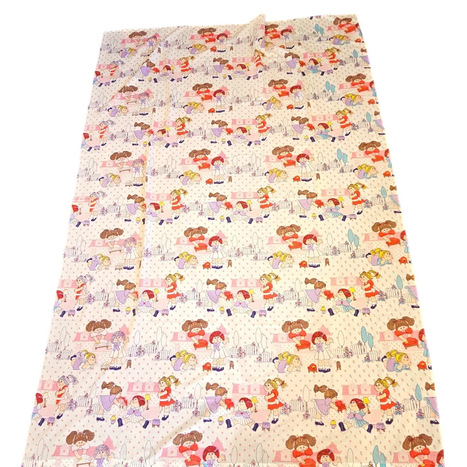Sábana bajera vintage para niños Cabbage Patch 66 X 94 tela Upcycle blanco rosa Foto 3 de 4