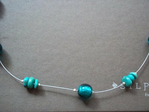 Silpada N2353 Stabilized Turquoise Glass Wire Cool Sterling Silver Necklace - Picture 2 of 12