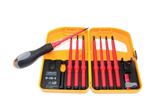 Expert 9-in-1 VDE Insulated IEC 60900 AC1000V Screwdriver Set:Slot Phillip Torch - Picture 2 of 5