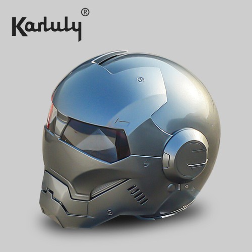 Iron Man Helmet Full Cover Safety Revealable Motorcycle Retro Style Helmet - Foto 17 di 36