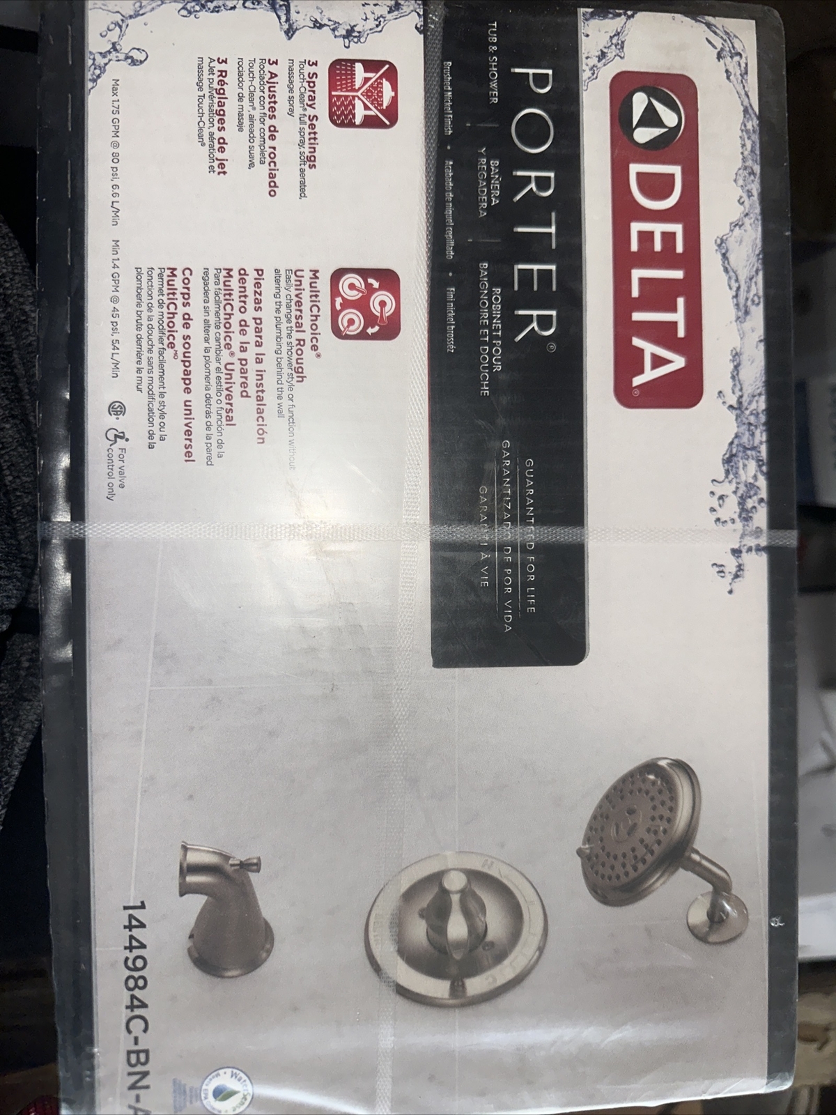 Delta Porter 144984CBNA 3Spray Shower and Tub Set with Valve Brushed