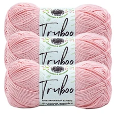 (3 Pack) Lion Brand Yarn 837-101B Truboo Yarn, Light Pink