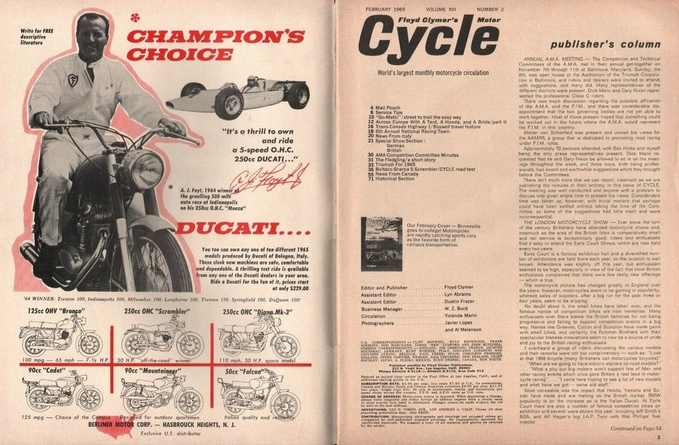 1965 February Cycle - Vintage Motorcycle Magazine Foto 2 de 4