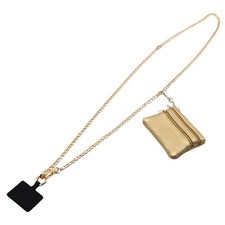 Clip and Go Strap for Phone with Wallet Crossbody Fashion Gold Chain Phone La...