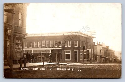 K7/ Orangeville Illinois RPPC Postcard c1910 South Side High St Stores 33