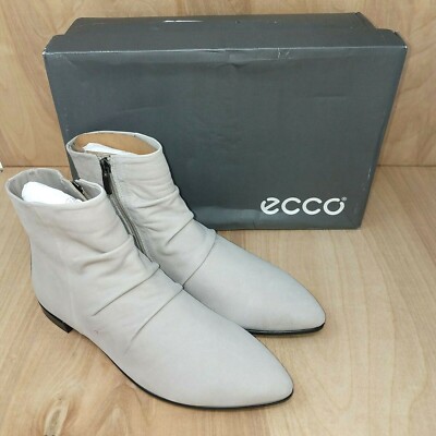 ECCO Women's Ankle Boots Sz 5-5.5 EU 36 Grey Rose Shape Pointy Ballerina
