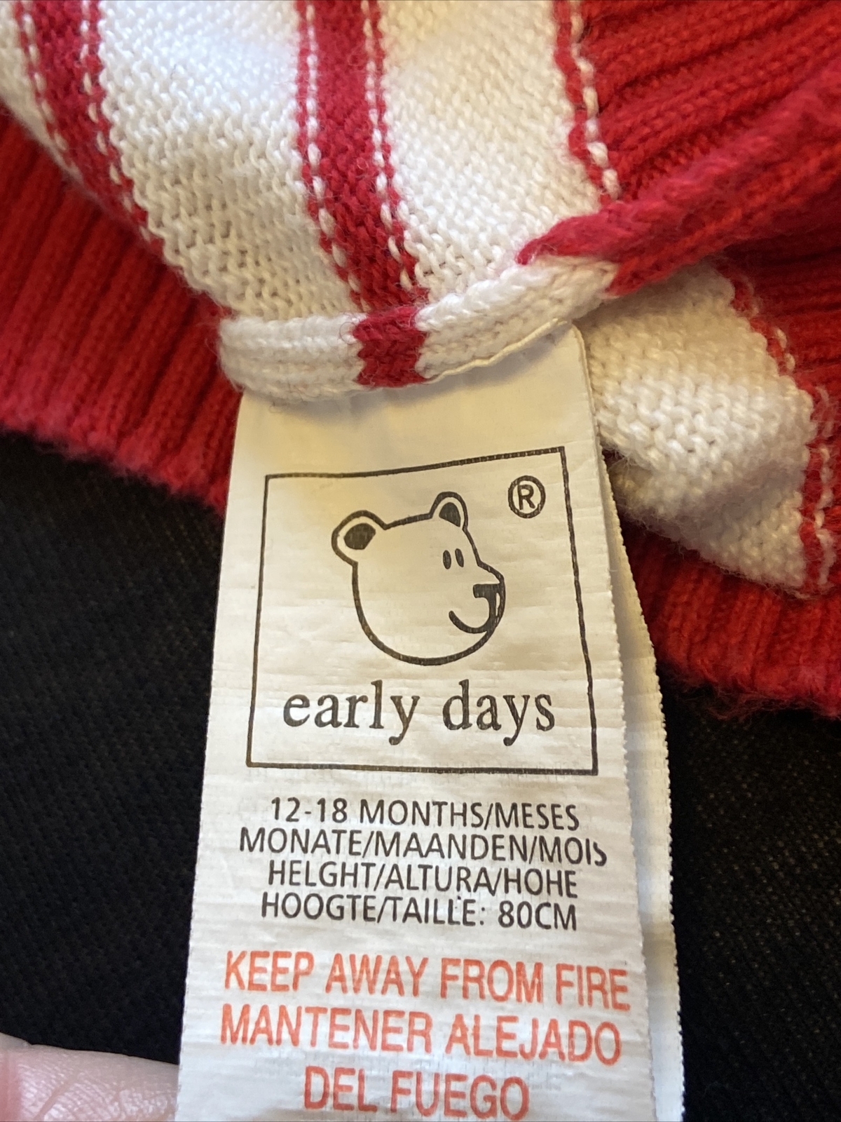 BOYS-BABY-TODDLER-SLEEVELESS TOP-AGE 12-18 MONTHS-WHITE/RED-STRIPED image 3